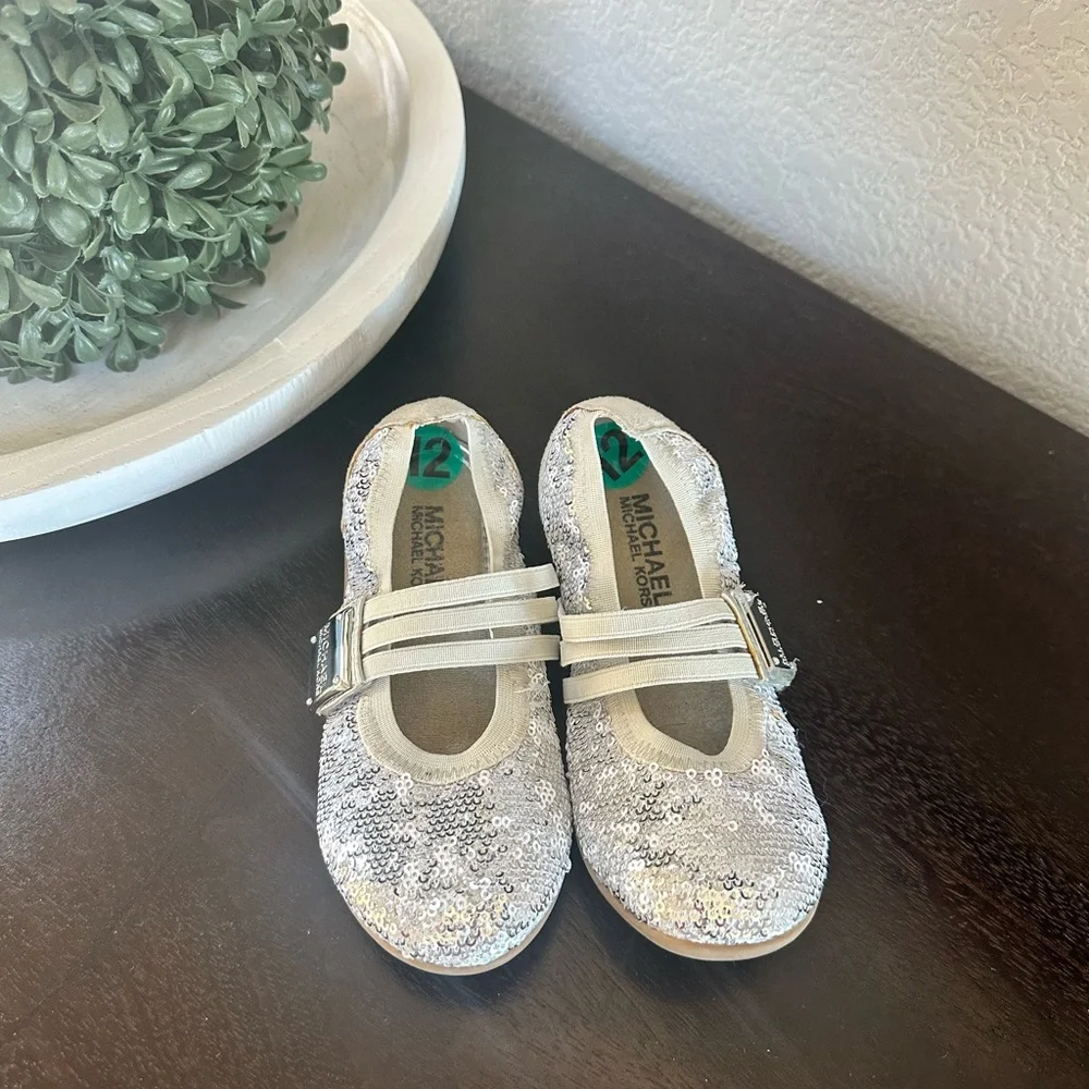 Michael Kors Lil Delilah silver sequin flats 12